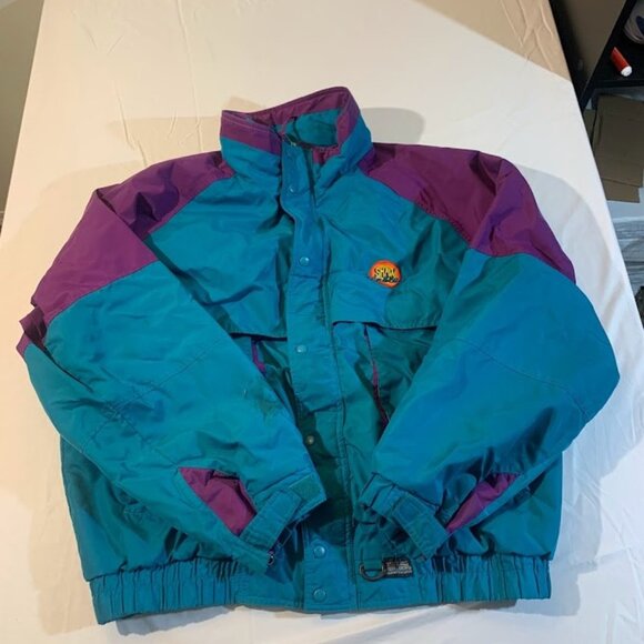 Vintage Sierra Sport Teal and Purple Shaw Cable Ski Jacket - Picture 1 of 14